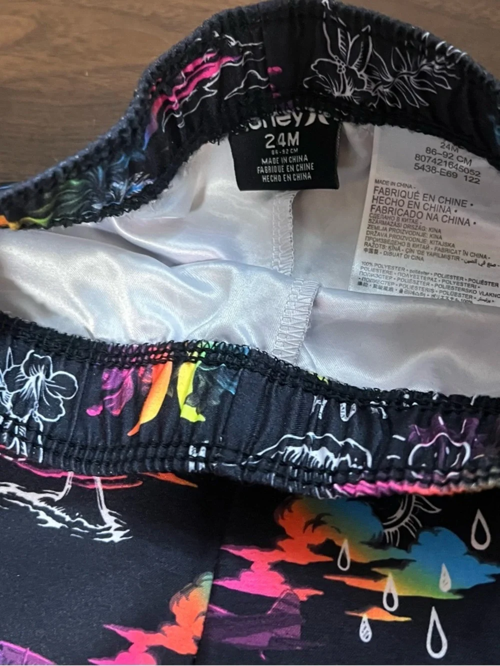 Hurley Black Swim Shorts with Neon Tropical Print